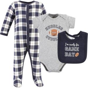 imageHudson Baby Unisex Baby Cotton Sleep and Play Bodysuit and Bandana Bib SetFootball Huddles