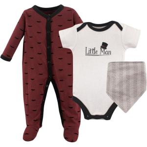 imageHudson Baby Unisex Baby Cotton Sleep and Play Bodysuit and Bandana Bib SetLittle Man