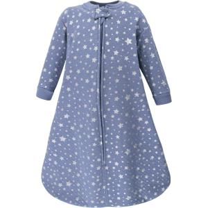 imageHudson Baby Unisex Baby Premium Quilted Long Sleeve Sleeping Bag and Wearable BlanketBlue Silver Star