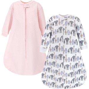 imageHudson Baby Unisex Baby Premium Quilted Long Sleeve Sleeping Bag and Wearable BlanketPink Safari