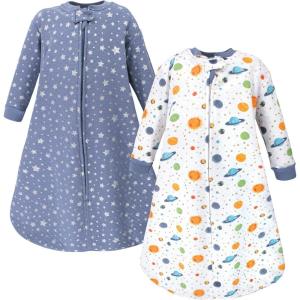imageHudson Baby Unisex Baby Premium Quilted Long Sleeve Sleeping Bag and Wearable BlanketSpace 2pack