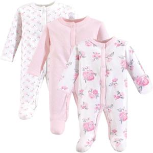 imageHudson Baby Baby Girls Cotton Preemie Sleep and PlayPink Floral