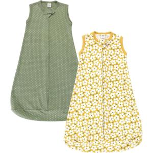 imageHudson Baby BabyCotton LongSleeve Wearable Sleeping Bag Sack BlanketSage Floral Sleeveless