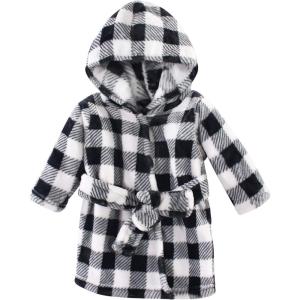 imageHudson Baby Unisex Baby Plush Animal Face BathrobeBlack Plaid