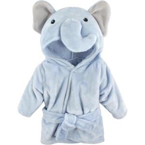 imageHudson Baby Unisex Baby Plush Animal Face BathrobeBlue Elephant