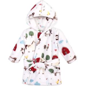 imageHudson Baby Unisex Baby Plush Animal Face BathrobeBoy Farm Animals