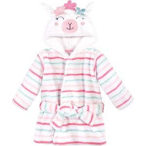 imageHudson Baby Unisex Baby Plush Animal Face BathrobeFlower Llama