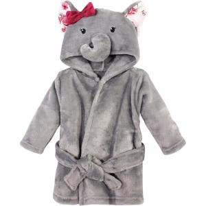 imageHudson Baby Unisex Baby Plush Animal Face BathrobeGray Rose Elephant