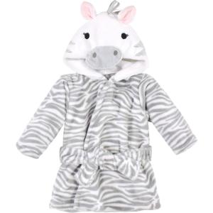 imageHudson Baby Unisex Baby Plush Animal Face BathrobeGray Zebra