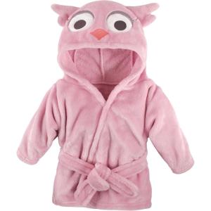 imageHudson Baby Unisex Baby Plush Animal Face BathrobePink Owl