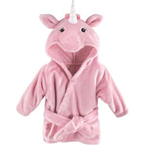 imageHudson Baby Unisex Baby Plush Animal Face BathrobePink Unicorn