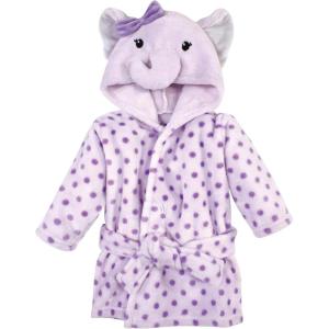 imageHudson Baby Unisex Baby Plush Animal Face BathrobePurple Elephant
