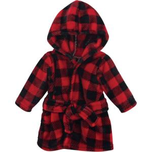 imageHudson Baby Unisex Baby Plush Animal Face BathrobeRed Black Plaid