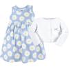 imageHudson Baby Baby Girls Cotton Dress and Cardigan SetBlue Daisy