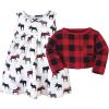imageHudson Baby Baby Girls Cotton Dress and Cardigan SetBuffalo Plaid Moose