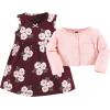 imageHudson Baby Baby Girls Cotton Dress and Cardigan SetBurgundy Floral