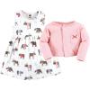 imageHudson Baby Baby Girls Cotton Dress and Cardigan SetPink Moose Bear