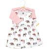 imageHudson Baby Baby Girls Cotton Dress and Cardigan SetPink Moose Bear