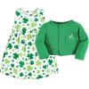 imageHudson Baby Baby Girls Cotton Dress and Cardigan SetShamrocks