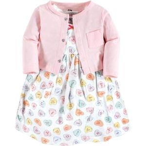 imageHudson Baby Baby Girls Cotton Dress and Cardigan SetBe Mine Valentine