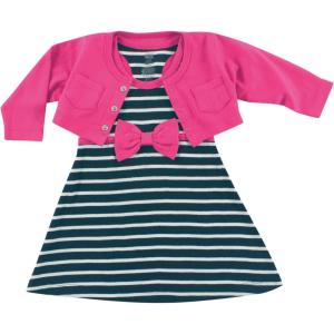 imageHudson Baby Baby Girls Cotton Dress and Cardigan SetBerry Navy