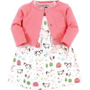 imageHudson Baby Baby Girls Cotton Dress and Cardigan SetFarm Animals
