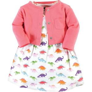 imageHudson Baby Baby Girls Cotton Dress and Cardigan SetGirl Dinosaurs
