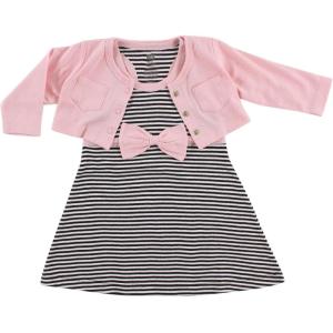 imageHudson Baby Baby Girls Cotton Dress and Cardigan SetLight Pink Black