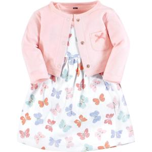 imageHudson Baby Baby Girls Cotton Dress and Cardigan SetPastel Butterfly
