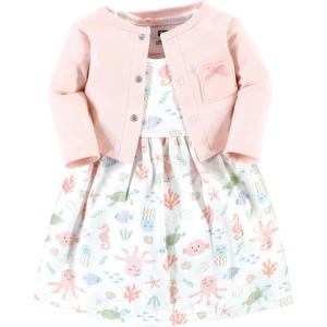 imageHudson Baby Baby Girls Cotton Dress and Cardigan SetPastel Sea