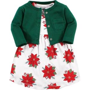 imageHudson Baby Baby Girls Cotton Dress and Cardigan SetPoinsettia