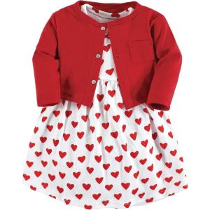 imageHudson Baby Baby Girls Cotton Dress and Cardigan SetRed Hearts