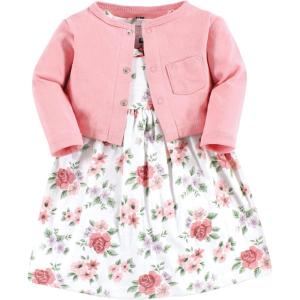 imageHudson Baby Baby Girls Cotton Dress and Cardigan SetVintage Floral