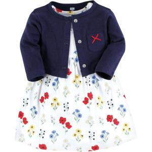 imageHudson Baby Baby Girls Cotton Dress and Cardigan SetWildflower