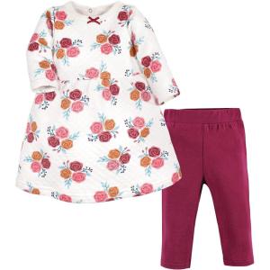 imageHudson Baby Unisex Baby Quilted Cotton Dress and LeggingsAutumn Rose