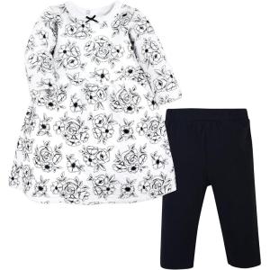 imageHudson Baby Unisex Baby Quilted Cotton Dress and LeggingsBlack Toile