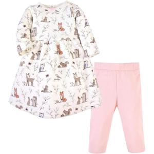 imageHudson Baby Unisex Baby Quilted Cotton Dress and LeggingsEnchanted Forest