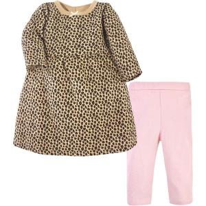 imageHudson Baby Unisex Baby Quilted Cotton Dress and LeggingsLeopard Pink