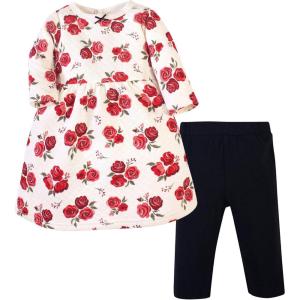 imageHudson Baby Unisex Baby Quilted Cotton Dress and LeggingsRed Rose