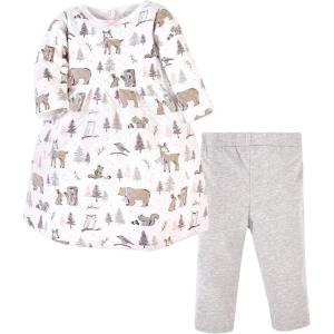 imageHudson Baby Unisex Baby Quilted Cotton Dress and LeggingsWinter Forest