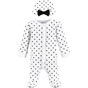 imageHudson Baby Unisex Baby Thermal Preemie Sleep and Play and CapBlack White Dots