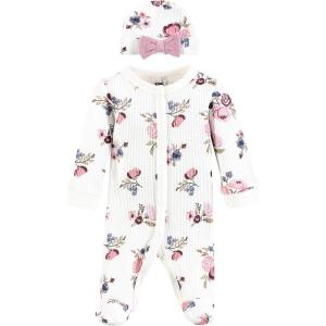imageHudson Baby Unisex Baby Thermal Preemie Sleep and Play and CapDusty Rose Floral