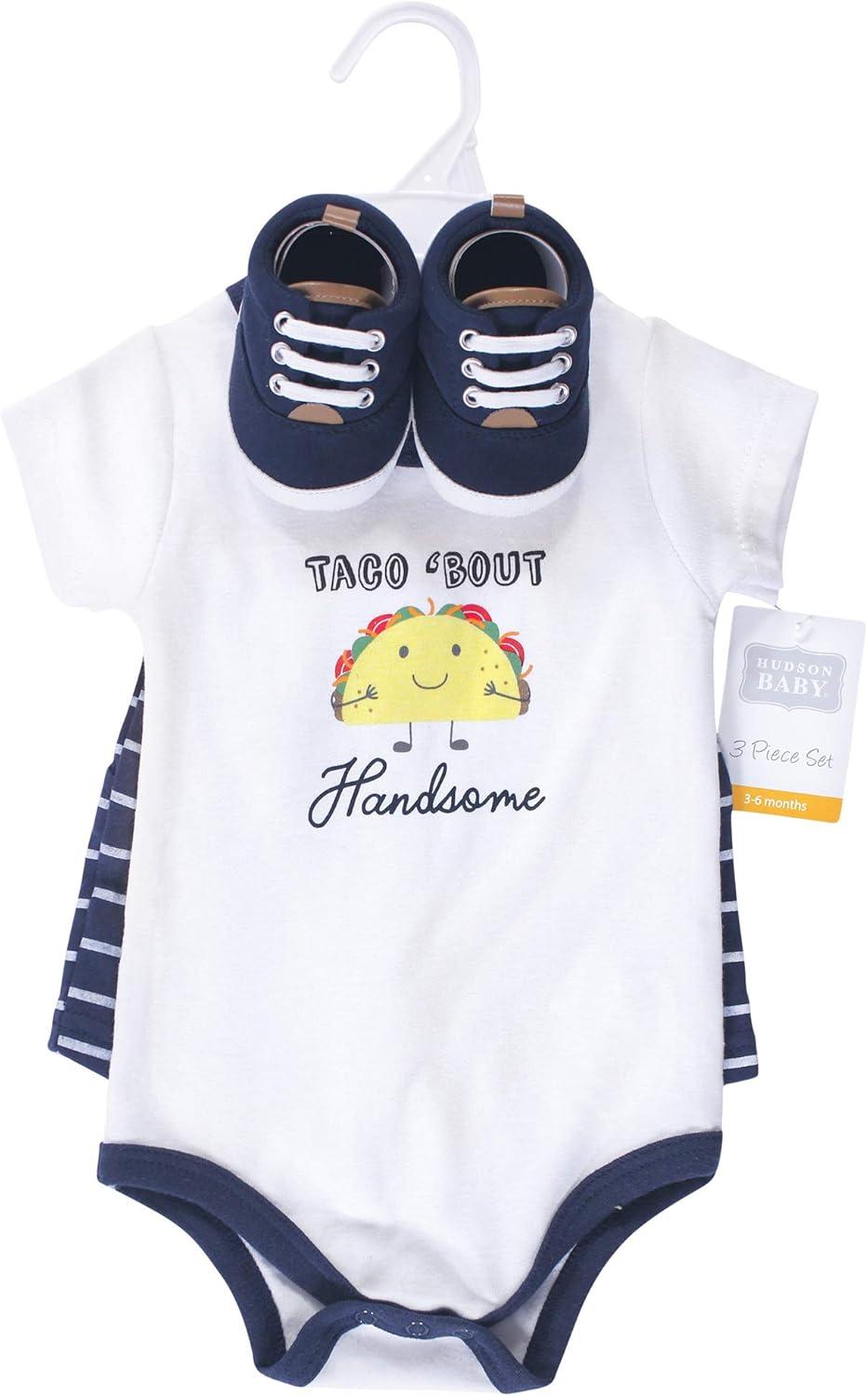 imageHudson Baby Unisex Baby Cotton Bodysuit Shorts and Shoe SetAssortedMulticolor
