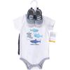 imageHudson Baby Unisex Baby Cotton Bodysuit Shorts and Shoe SetShark Expert