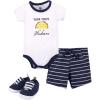 imageHudson Baby Unisex Baby Cotton Bodysuit Shorts and Shoe SetAssortedMulticolor