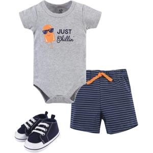 imageHudson Baby Unisex Baby Cotton Bodysuit Shorts and Shoe SetChillin Popsicle