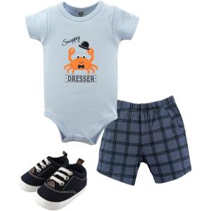 imageHudson Baby Unisex Baby Cotton Bodysuit Shorts and Shoe SetCrab