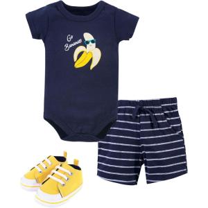 imageHudson Baby Unisex Baby Cotton Bodysuit Shorts and Shoe SetGo Bananas
