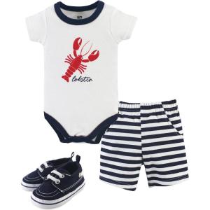 imageHudson Baby Unisex Baby Cotton Bodysuit Shorts and Shoe SetLobster