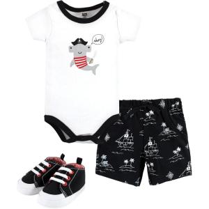 imageHudson Baby Unisex Baby Cotton Bodysuit Shorts and Shoe SetPirate Shark